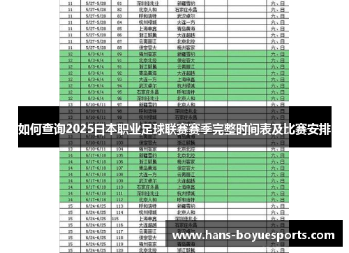 如何查询2025日本职业足球联赛赛季完整时间表及比赛安排
